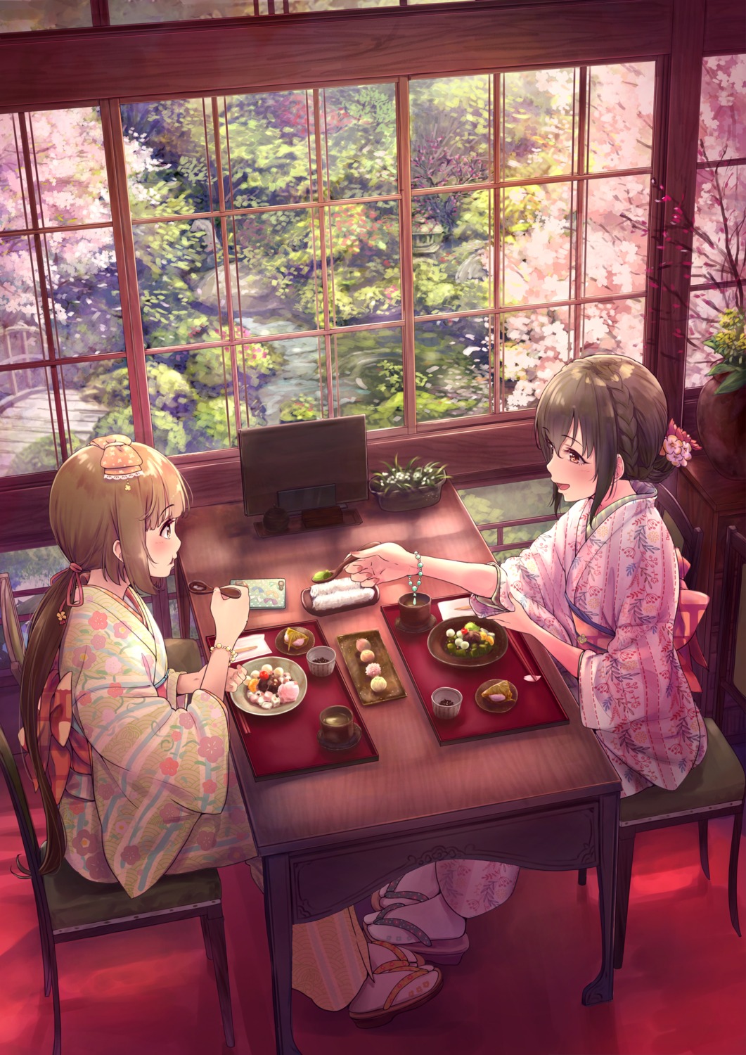 fujiwara_hajime, landscape, peppe, the_idolm@ster, the_idolm@ster_cinderella_girls, yorita_yoshino, yukata