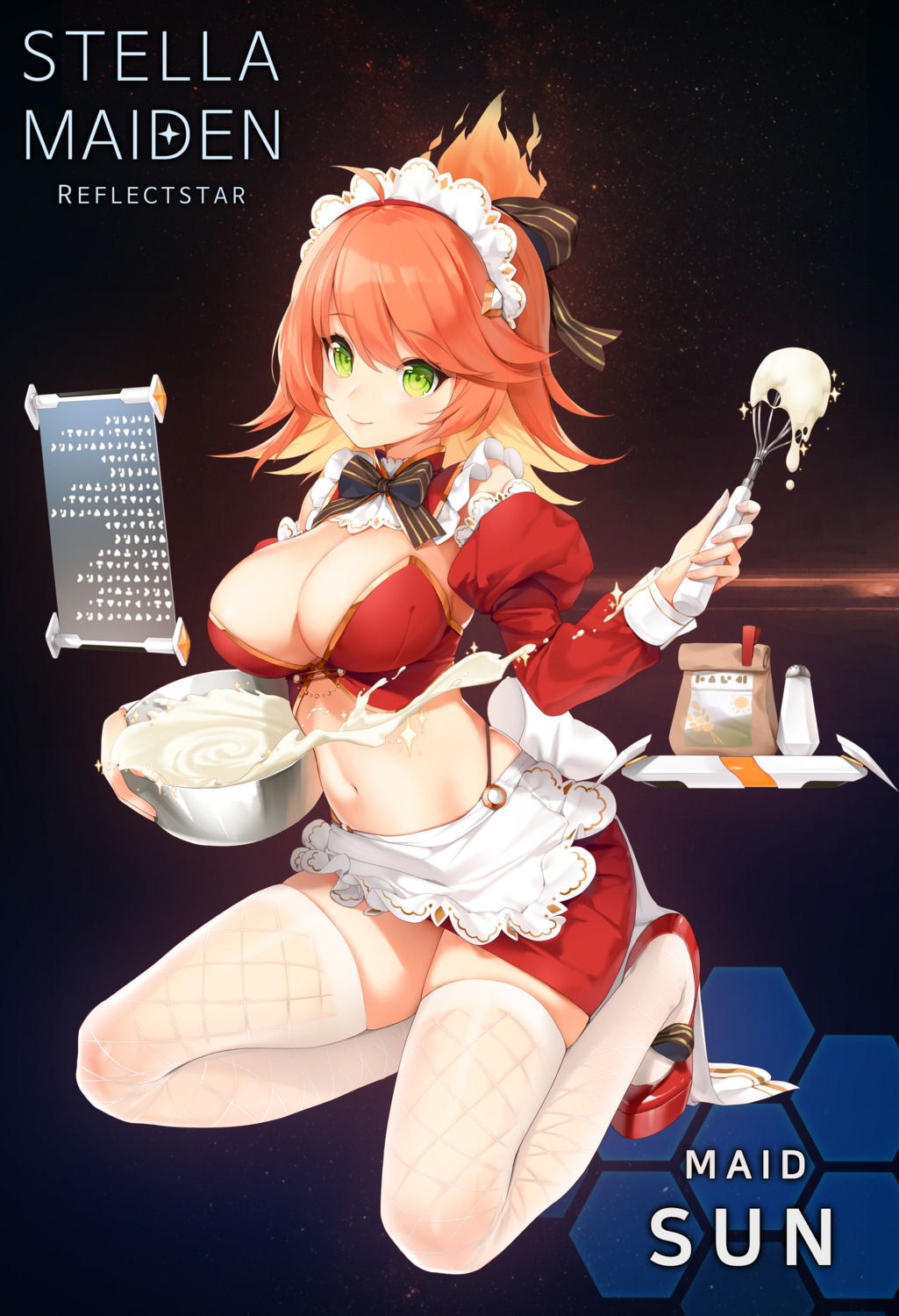 fishnets, kyuri_tizu, maid, stella_maiden, thighhighs