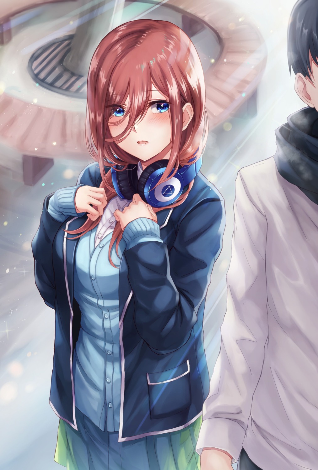 5-toubun_no_hanayome, headphones, hikari_(komitiookami), nakano_miku, seifuku, sweater