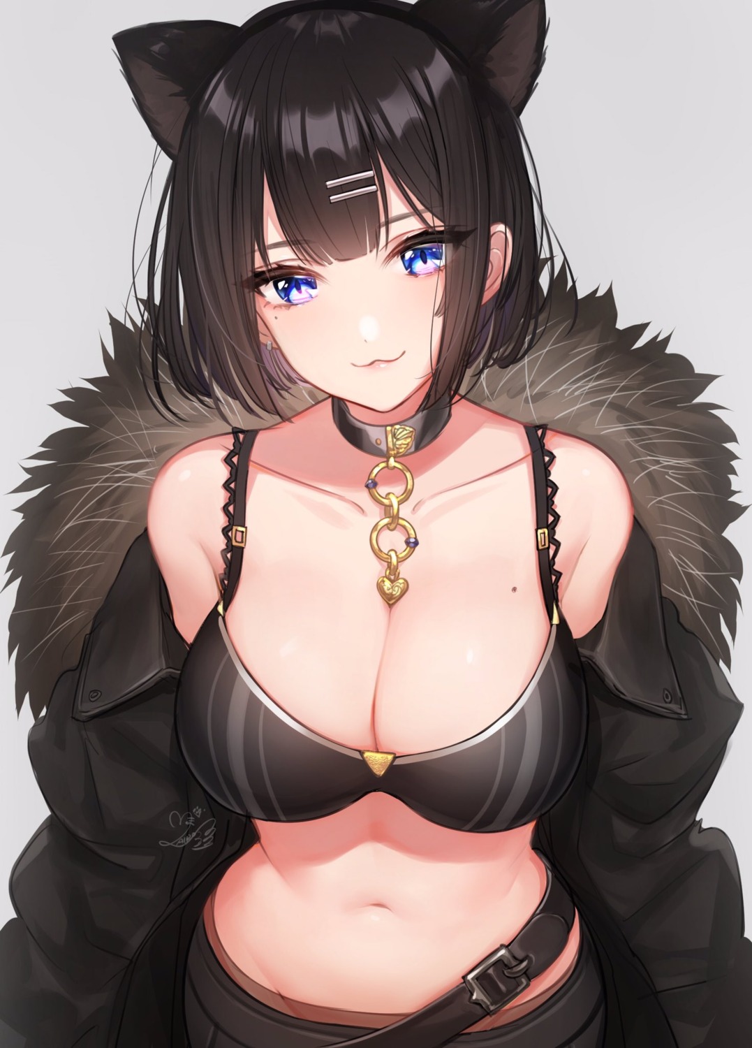 animal_ears, bra, cleavage, mairo