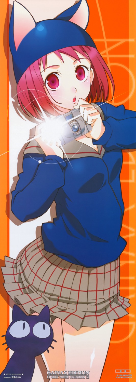 animal_ears, flcl, neko, nekomimi, samejima_mamimi, seifuku, stick_poster