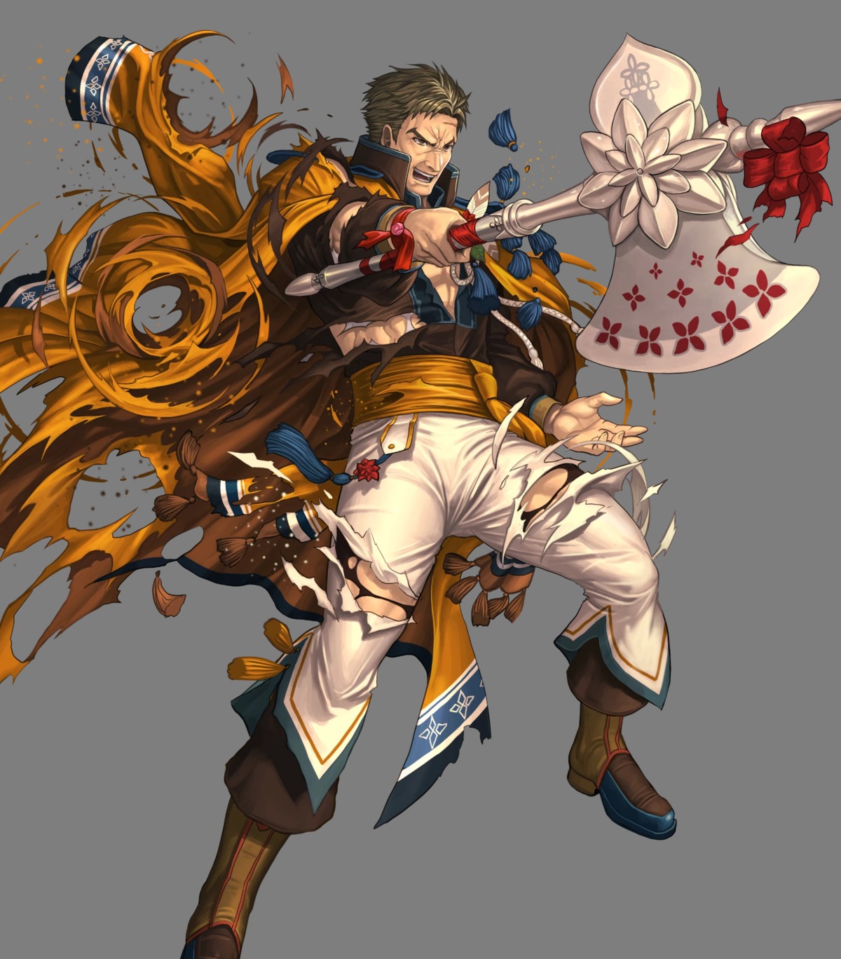 fire_emblem, fire_emblem:_souen_no_kiseki, fire_emblem_heroes, greil, izuka_daisuke, nintendo, old_weapon, torn_clothes, transparent_png