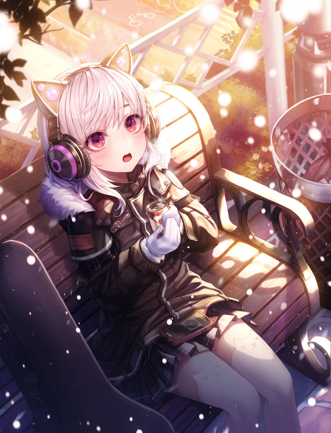 animal_ears, chyopeuteu, headphones, thighhighs