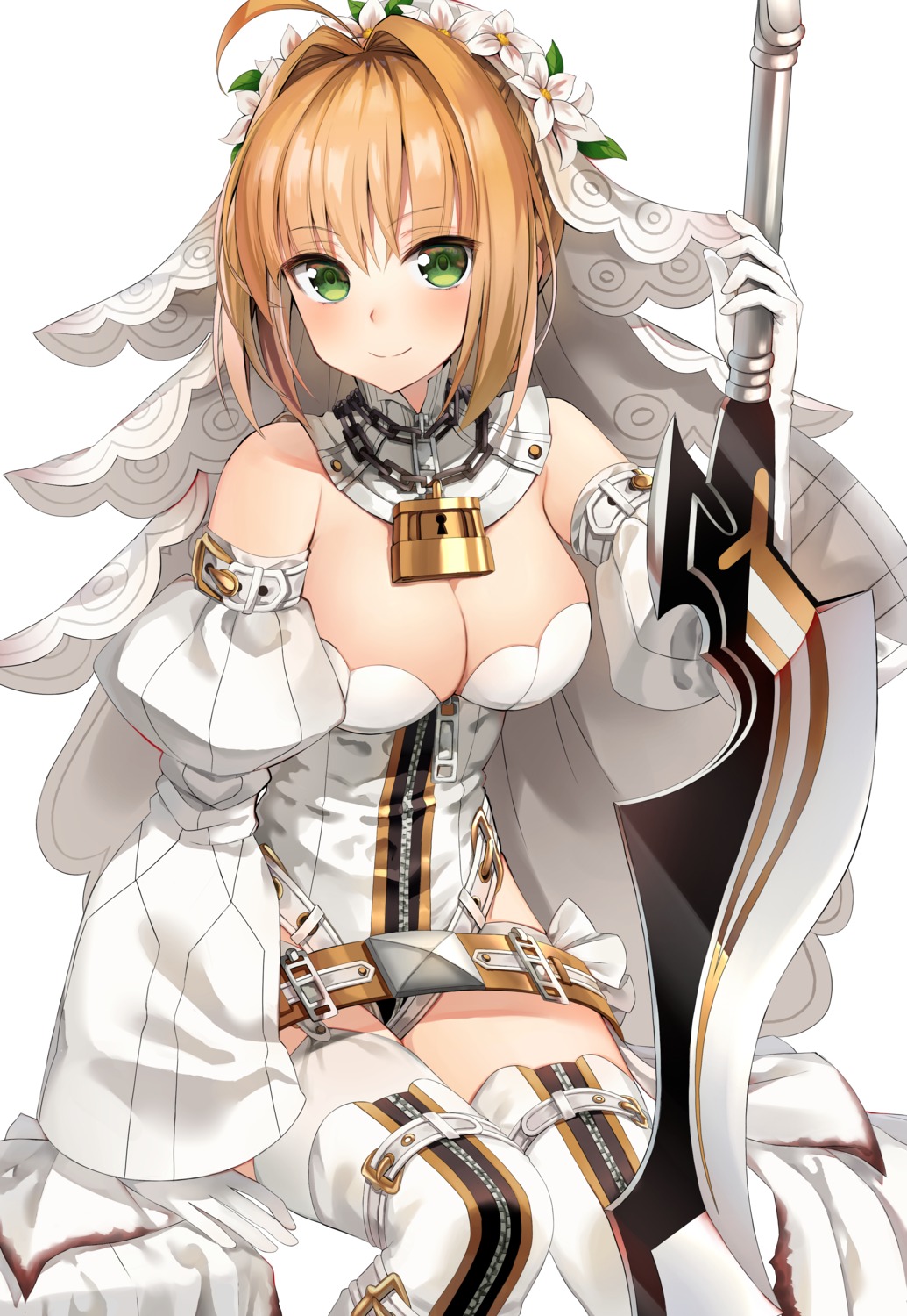 666_(ro_ro_ro3), cleavage, fate/grand_order, leotard, nero_claudius_(fate), stockings, sword, thighhighs