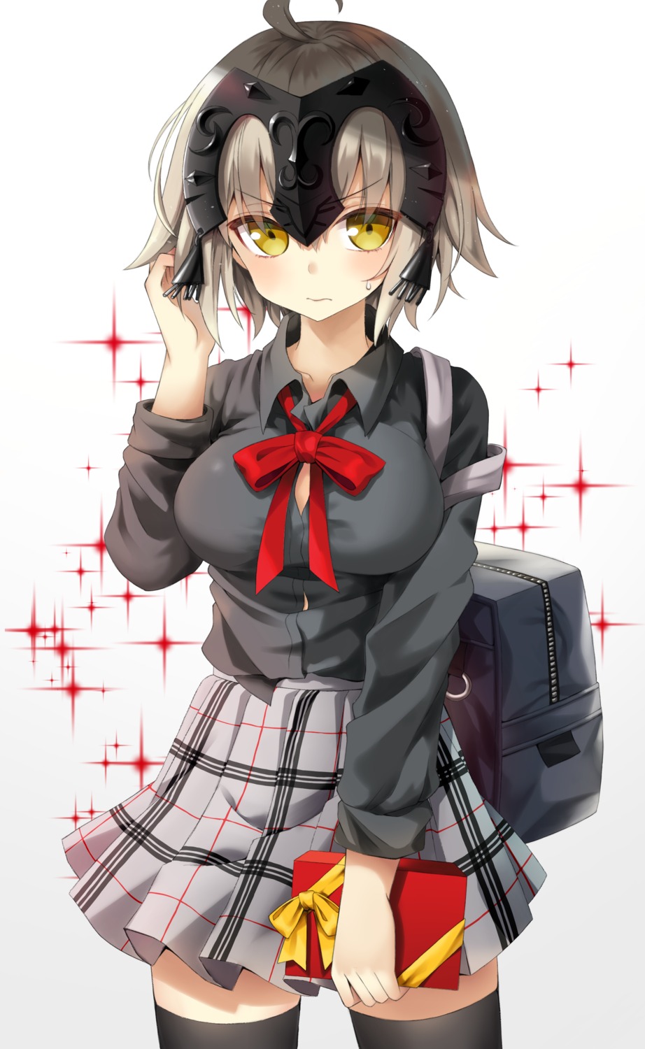 666_(ro_ro_ro3), fate/grand_order, jeanne_d'arc, jeanne_d'arc_alter_(fate), seifuku, thighhighs
