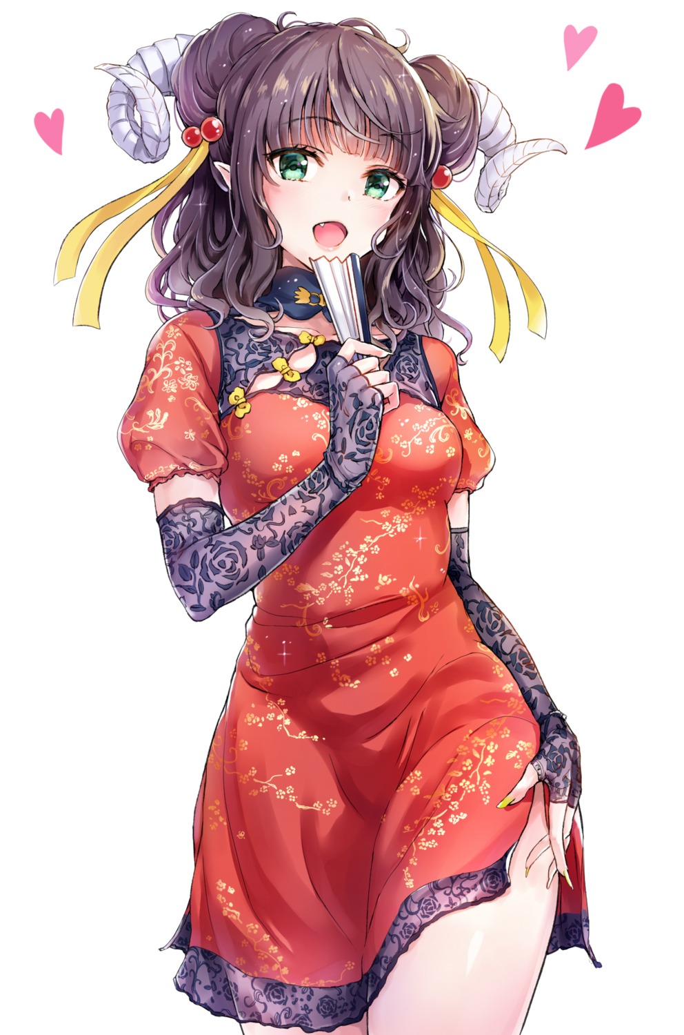 chinadress, horns, pointy_ears, tokeshi