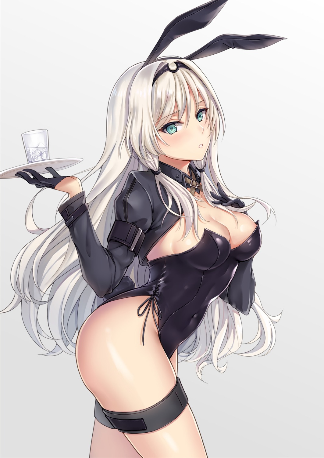 an-94_(girls_frontline), animal_ears, breast_hold, bunny_ears, bunny_girl, cleavage, garter, girls_frontline, tail, yuemanhuaikong
