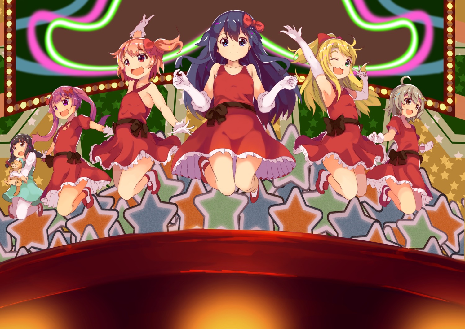 dress, himesaka_noa, hoshino_hinata, konomori_kanon, pantyhose, see_through, shirosaki_hana, tagme