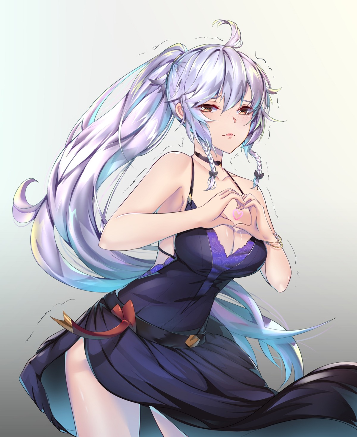 cleavage, dress, granblue_fantasy, kaiend, silva_(granblue_fantasy), skirt_lift