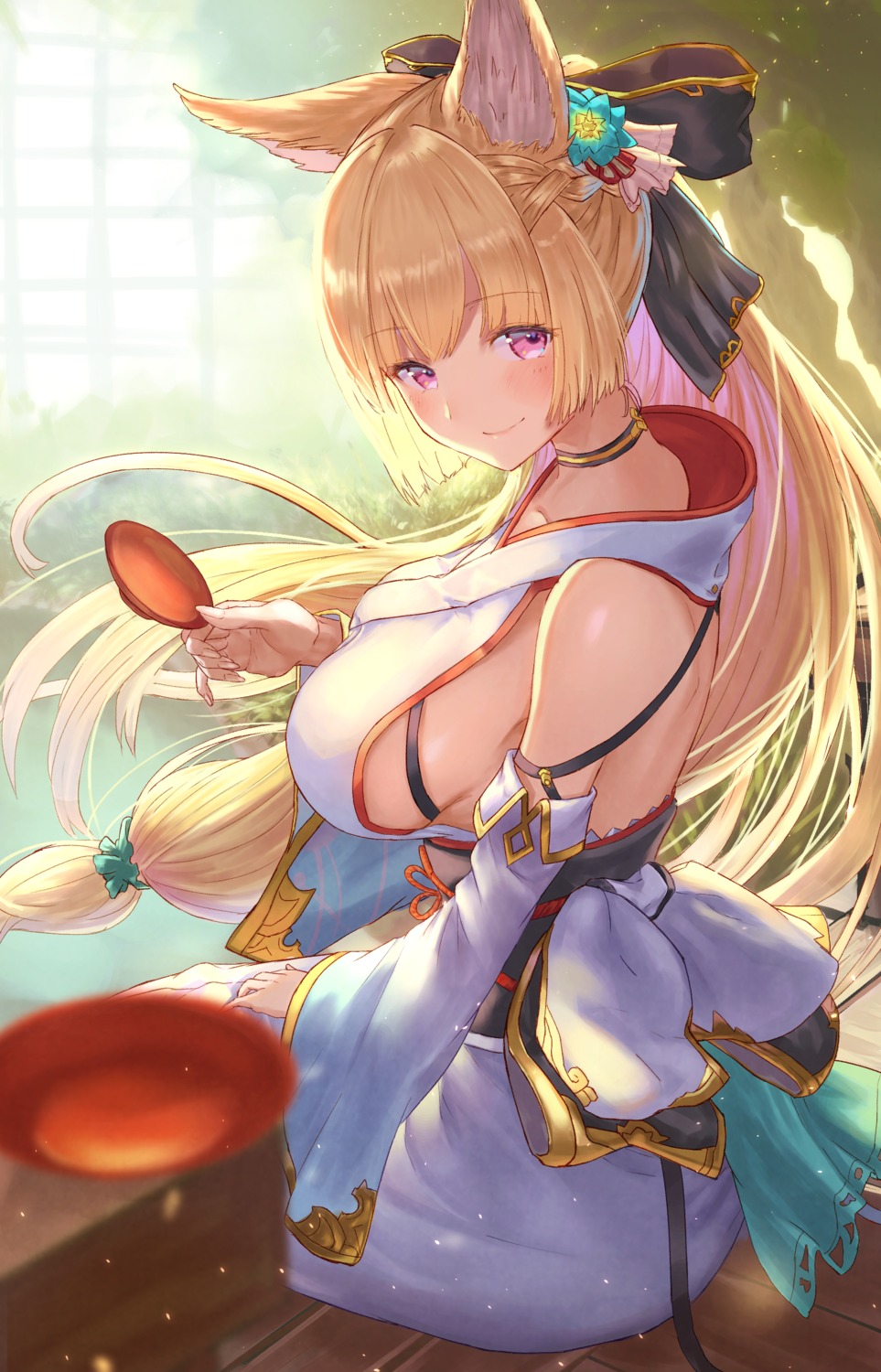 animal_ears, gore_(white_gore), granblue_fantasy, japanese_clothes, yuisis_(granblue_fantasy)