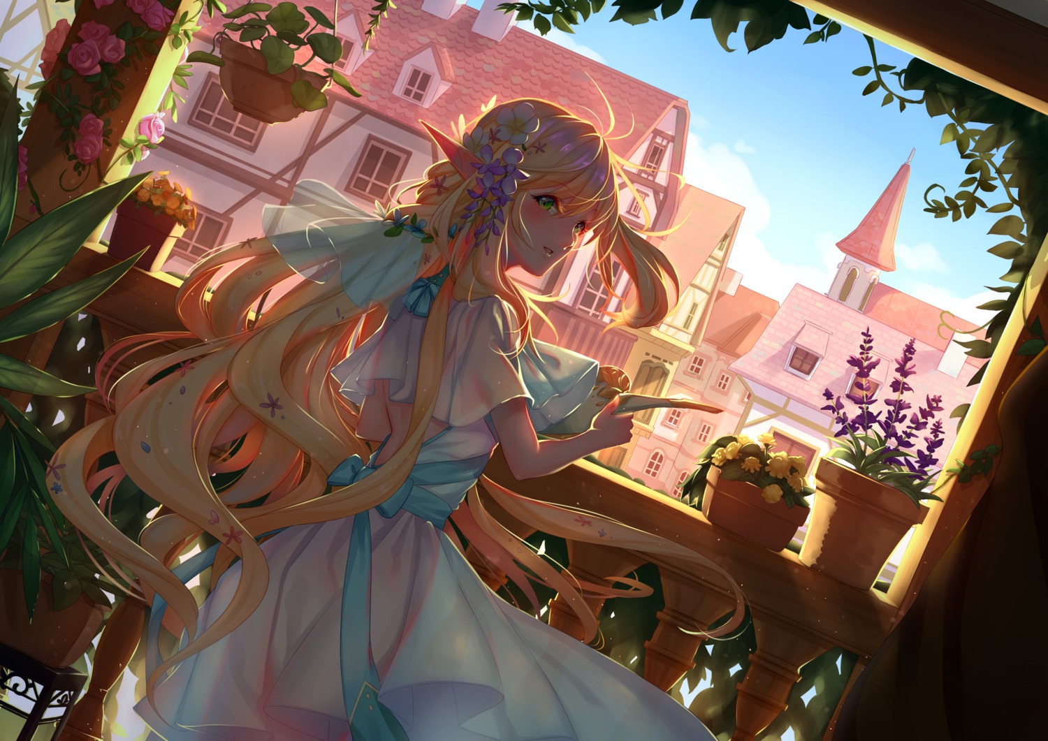 dress, pointy_ears, see_through, weiyudurou