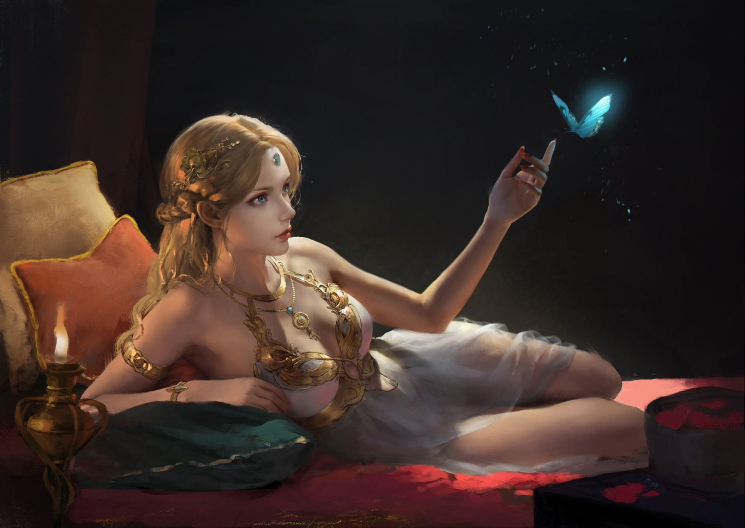 cleavage, dress, jingyu_shen, see_through