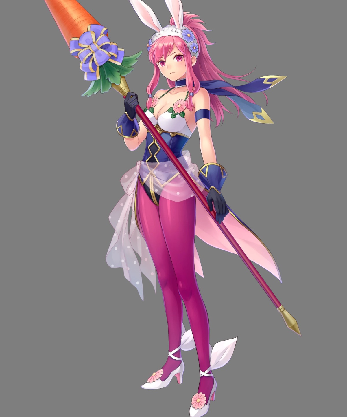 animal_ears, bunny_ears, bunny_girl, cleavage, fire_emblem, fire_emblem:_seima_no_kouseki, fire_emblem_heroes, heels, marisa, nintendo, no_bra, pantyhose, transparent_png, tsukito, weapon