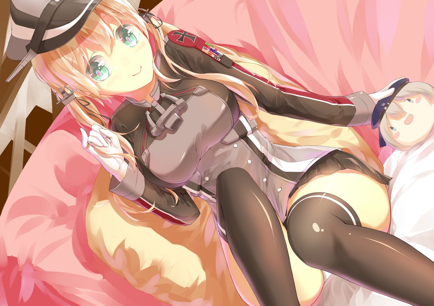 kantai_collection, pantsu, prinz_eugen_(kancolle), shippitsu, thighhighs, uniform, z1_leberecht_maass_(kancolle)