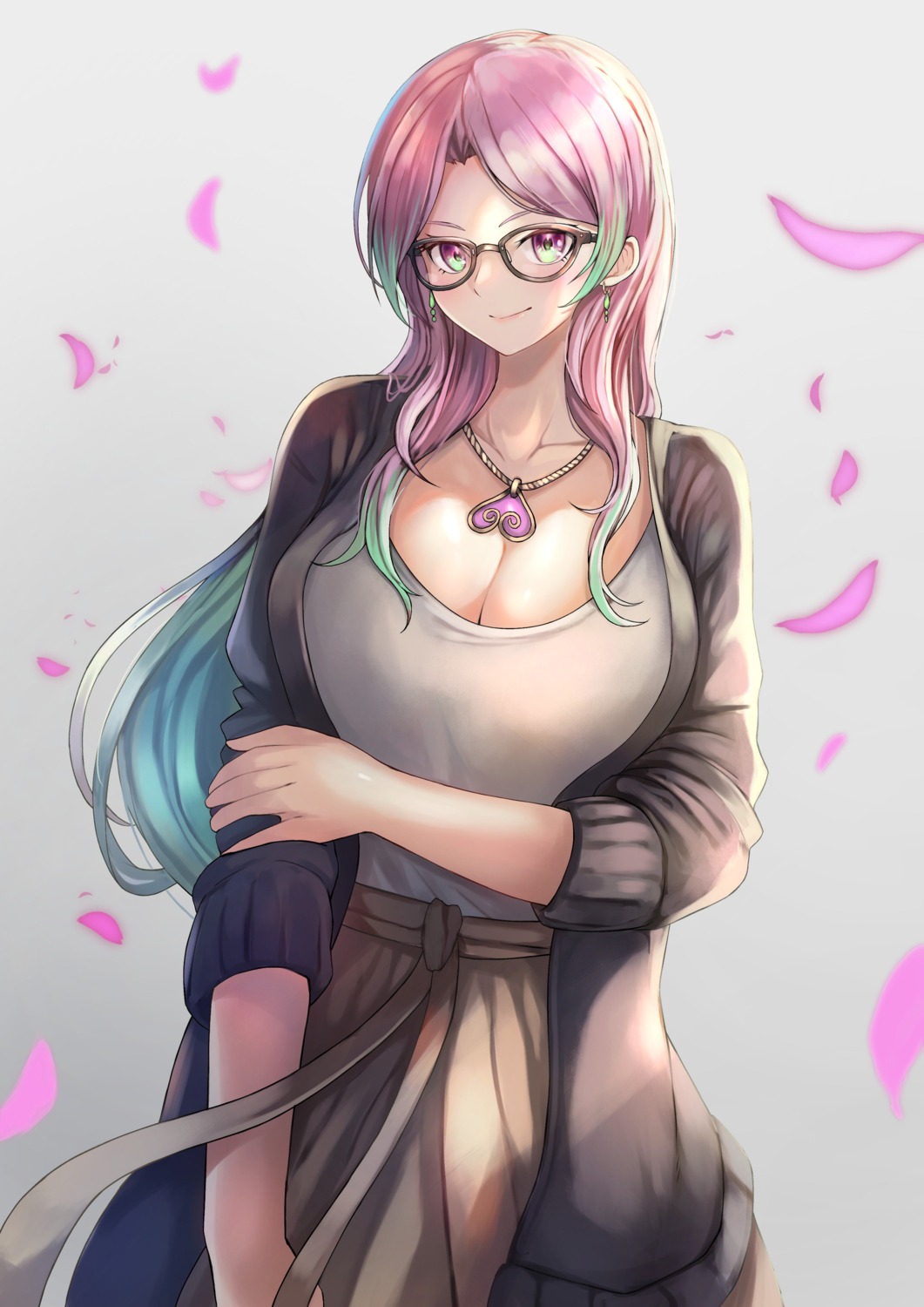 breast_hold, cleavage, megane, ohako_(ohako1818)