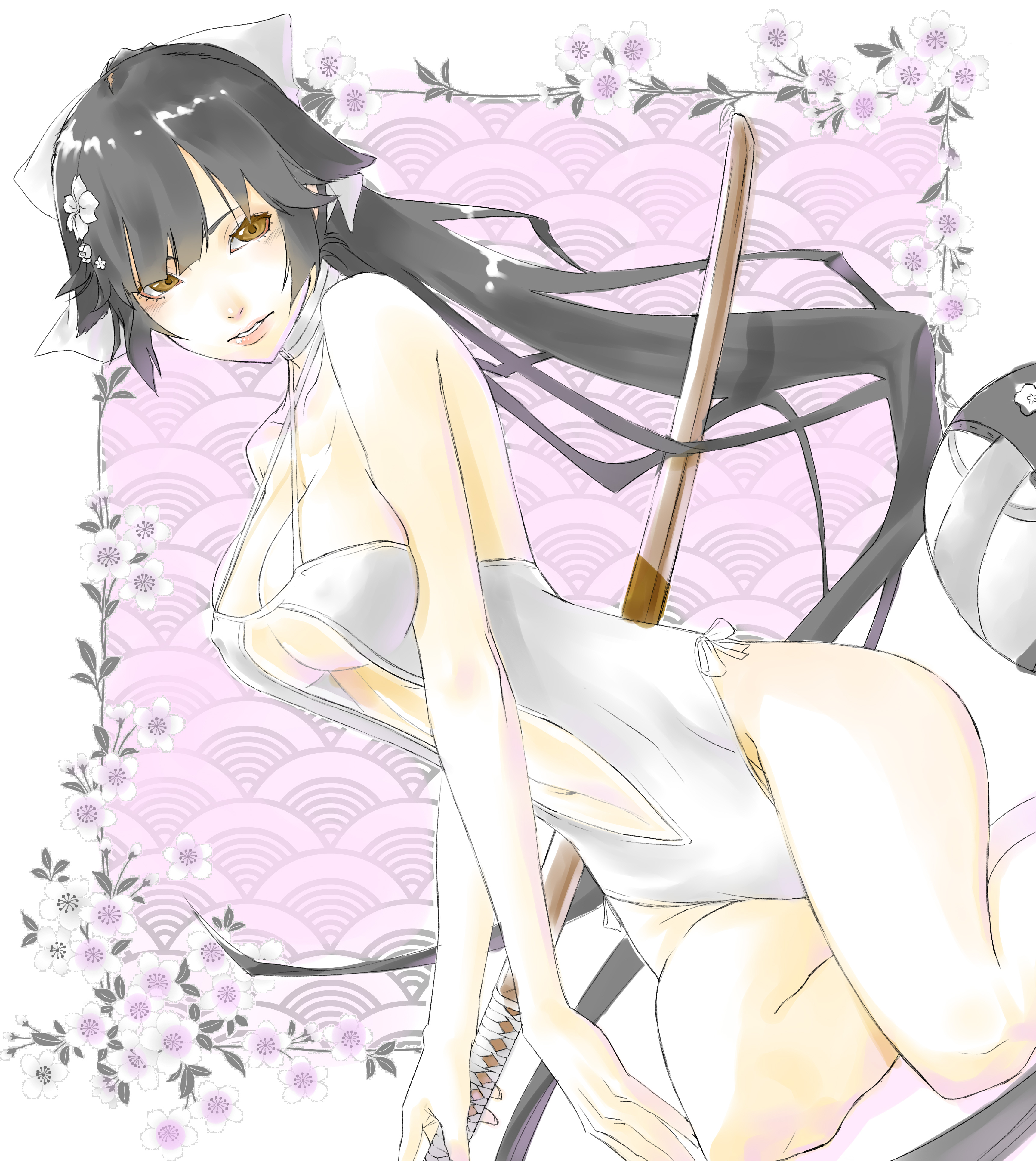 azur_lane, cl, see_through, sketch, swimsuits, sword, takao_(azur_lane)