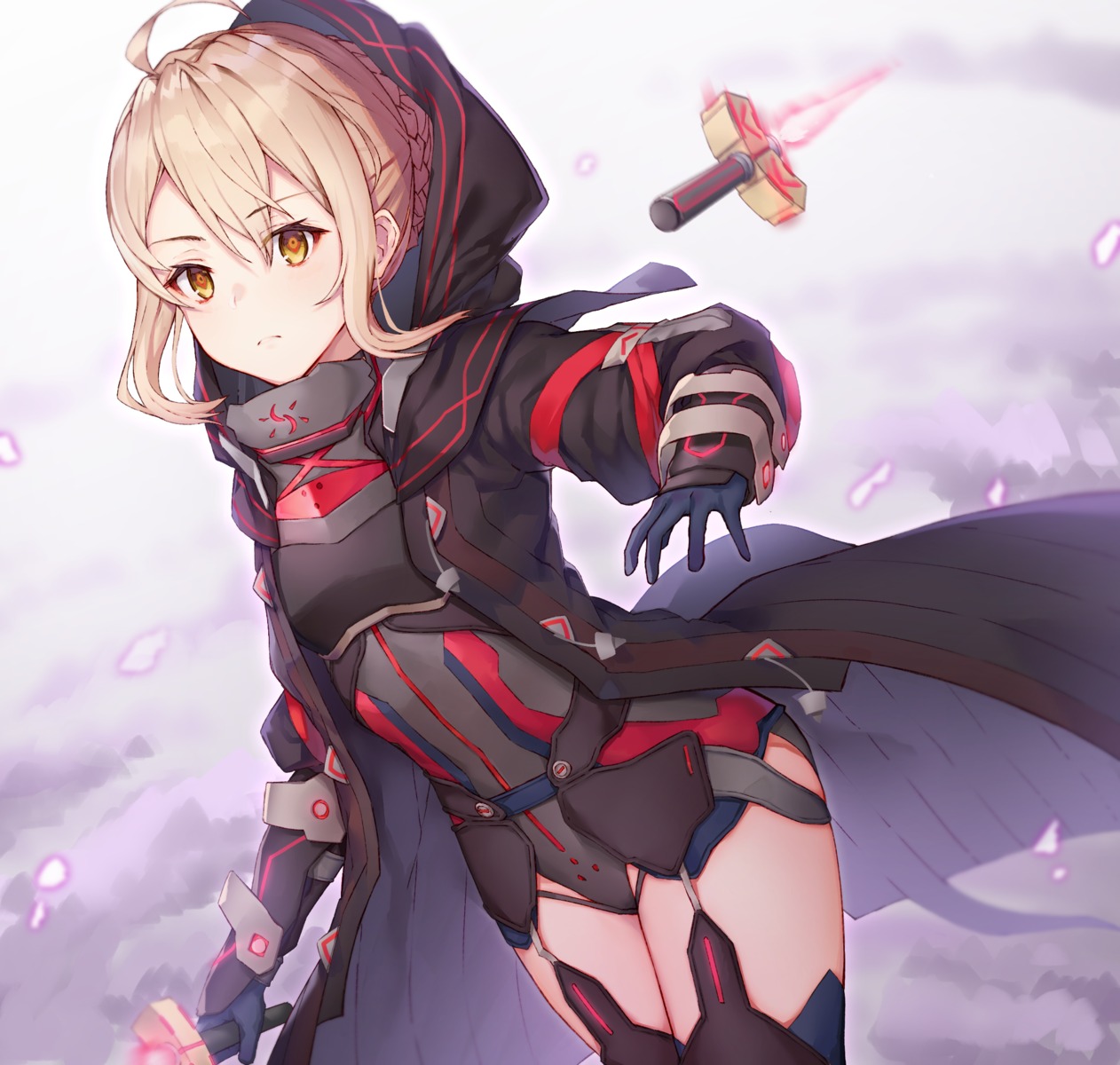 armor, black_cola, fate/grand_order, heroine_x_alter, leotard, stockings, sword, thighhighs