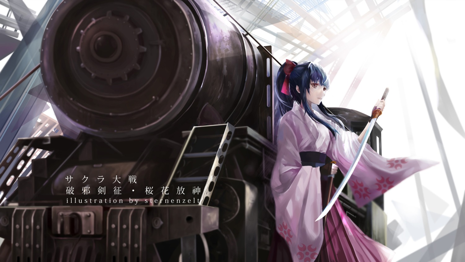 japanese_clothes, sakura_taisen, shinguuji_sakura, sternenzelt, sword