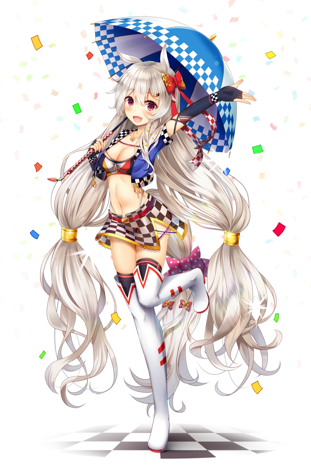 akine_(kuroyuri), animal_ears, bikini, cleavage, heels, open_shirt, see_through, swimsuits
