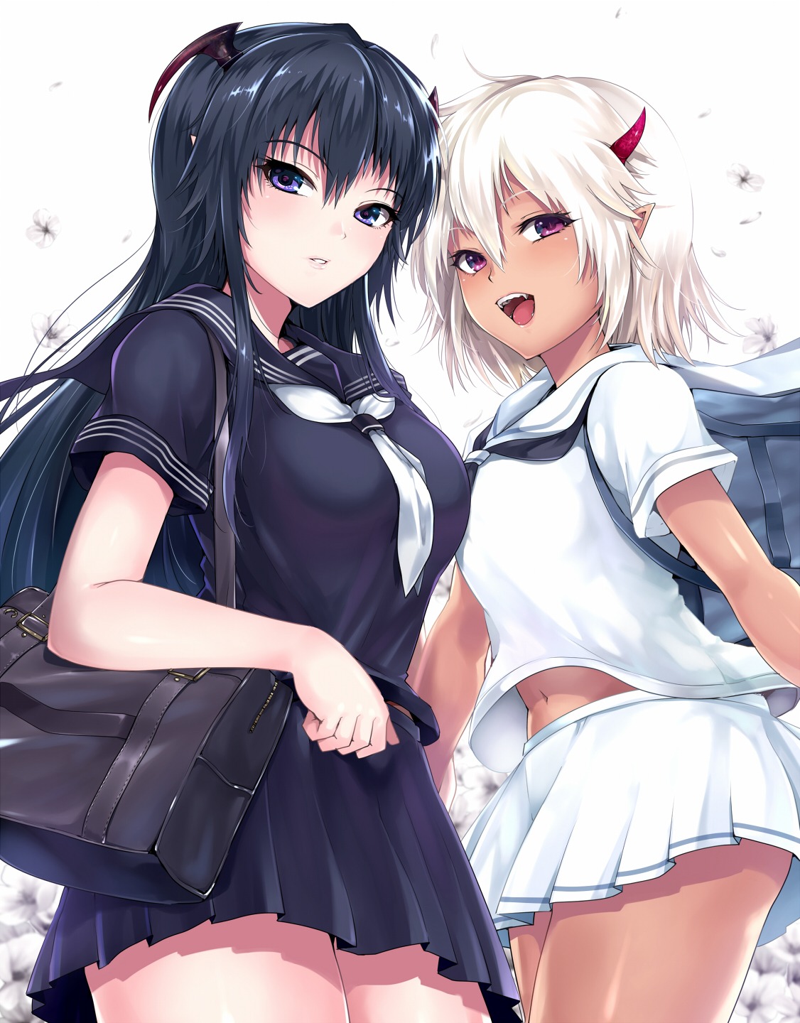 horns, kasai_shin, pointy_ears, seifuku