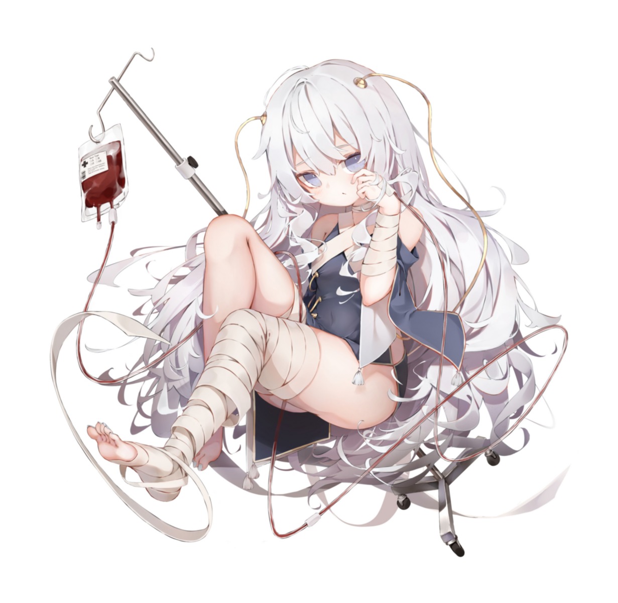 bandages, blood, dolphro-kun, feet, girls_frontline, ribeyrolles_1918_(girls_frontline)