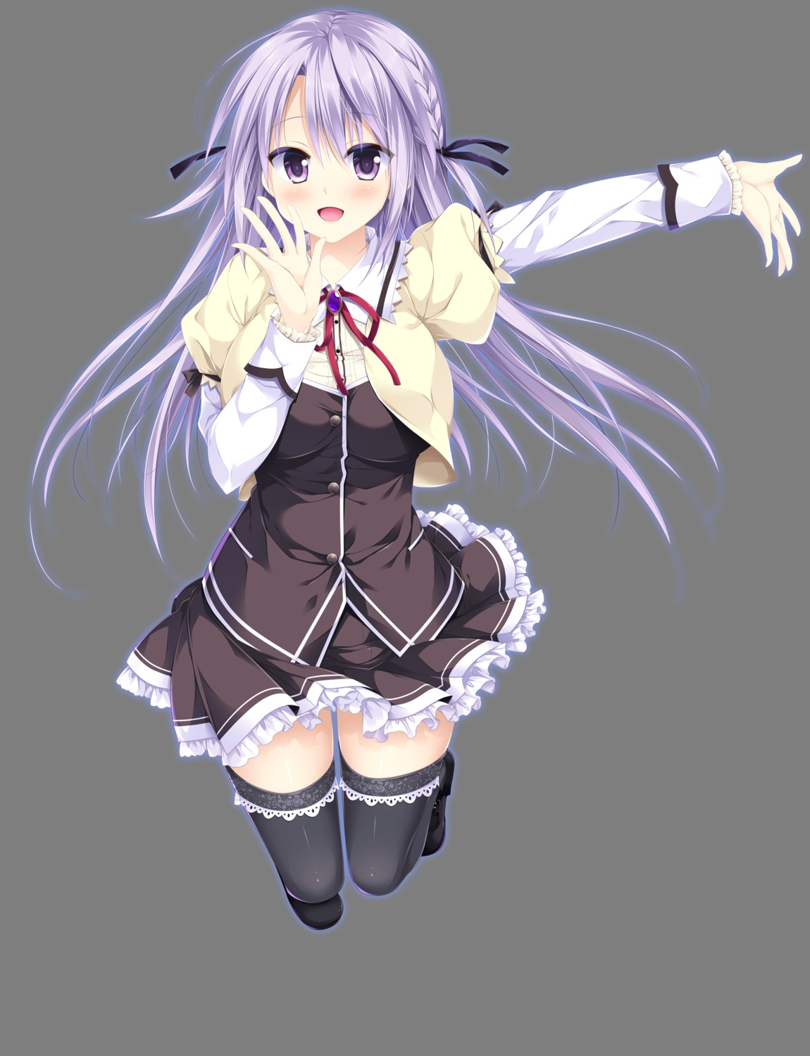 ensemble_(company), otome_ga_musubu_tsukiyo_no_kirameki, otome_ga_musubu_tsukiyo_no_kirameki_fullmoon_days, reizei_shizune, seifuku, sesena_yau, skirt_lift, thighhighs