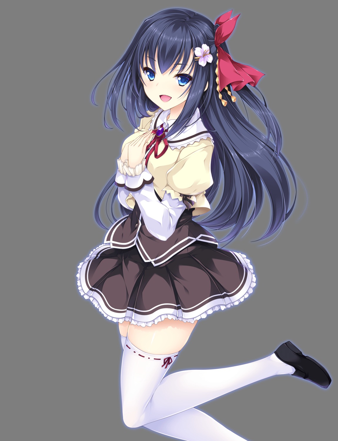 ensemble_(company), mutou_kurihito, otome_ga_musubu_tsukiyo_no_kirameki, otome_ga_musubu_tsukiyo_no_kirameki_fullmoon_days, seifuku, shijou_ran, skirt_lift, thighhighs