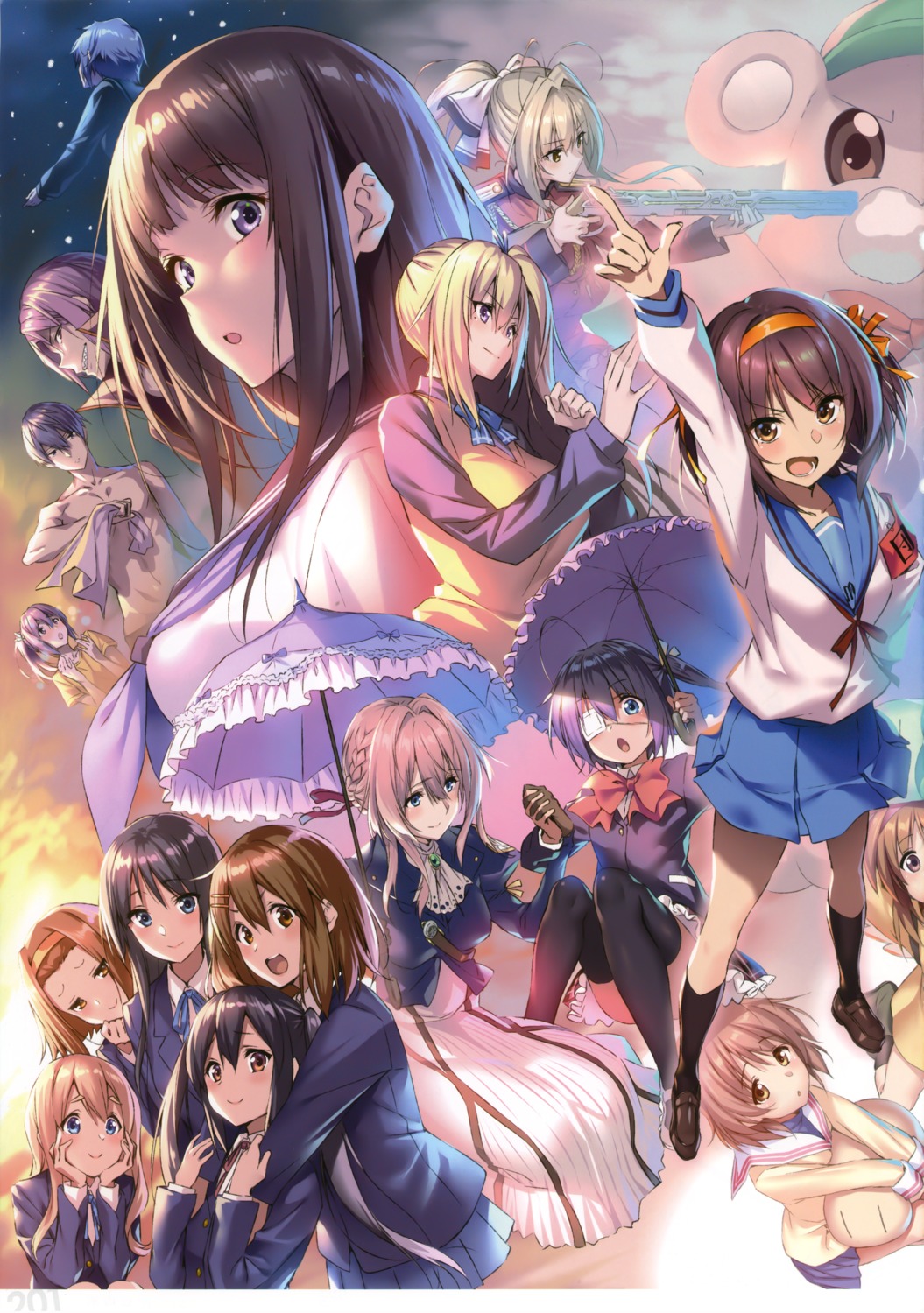 akiyama_mio, amagi_brilliant_park, chitanda_eru, chuunibyou_demo_koi_ga_shitai!, clannad, crease, eyepatch, free!, furukawa_nagisa, hirasawa_yui, hyouka, k-on!, kanon, kawakami_mai, kotobuki_tsumugi, matsuoka_gou, matsuoka_rin, moffle, musaigen_no_phantom_world, nagato_yuki, nakano_azusa, nanase_haruka, piromizu, seifuku, sento_isuzu, stitchme, suzumiya_haruhi, suzumiya_haruhi_no_yuuutsu, tainaka_ritsu, takanashi_rikka, thighhighs, tsukimiya_ayu, umbrella, violet_evergarden, violet_evergarden_(character)
