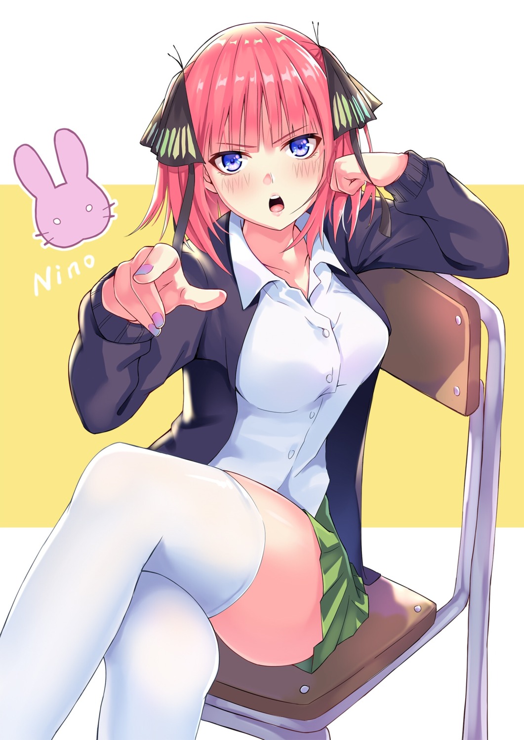5-toubun_no_hanayome, da-cart, nakano_nino, seifuku, sweater, thighhighs