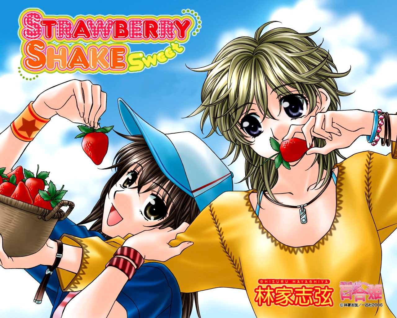 asakawa_ran, hayashiya_shizuru, strawberry_shake_sweet, tachibana_julia, wallpaper, yuri