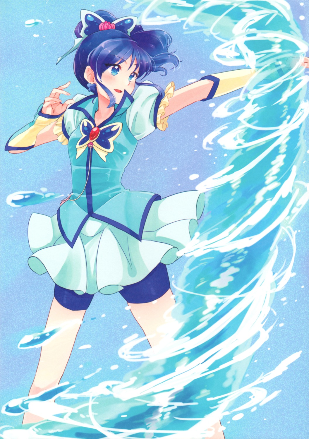 aikatsu!, bike_shorts, cosplay, kiriya_aoi, matsuura_asuka, precure, skirt_lift, wet, yes!_precure_5