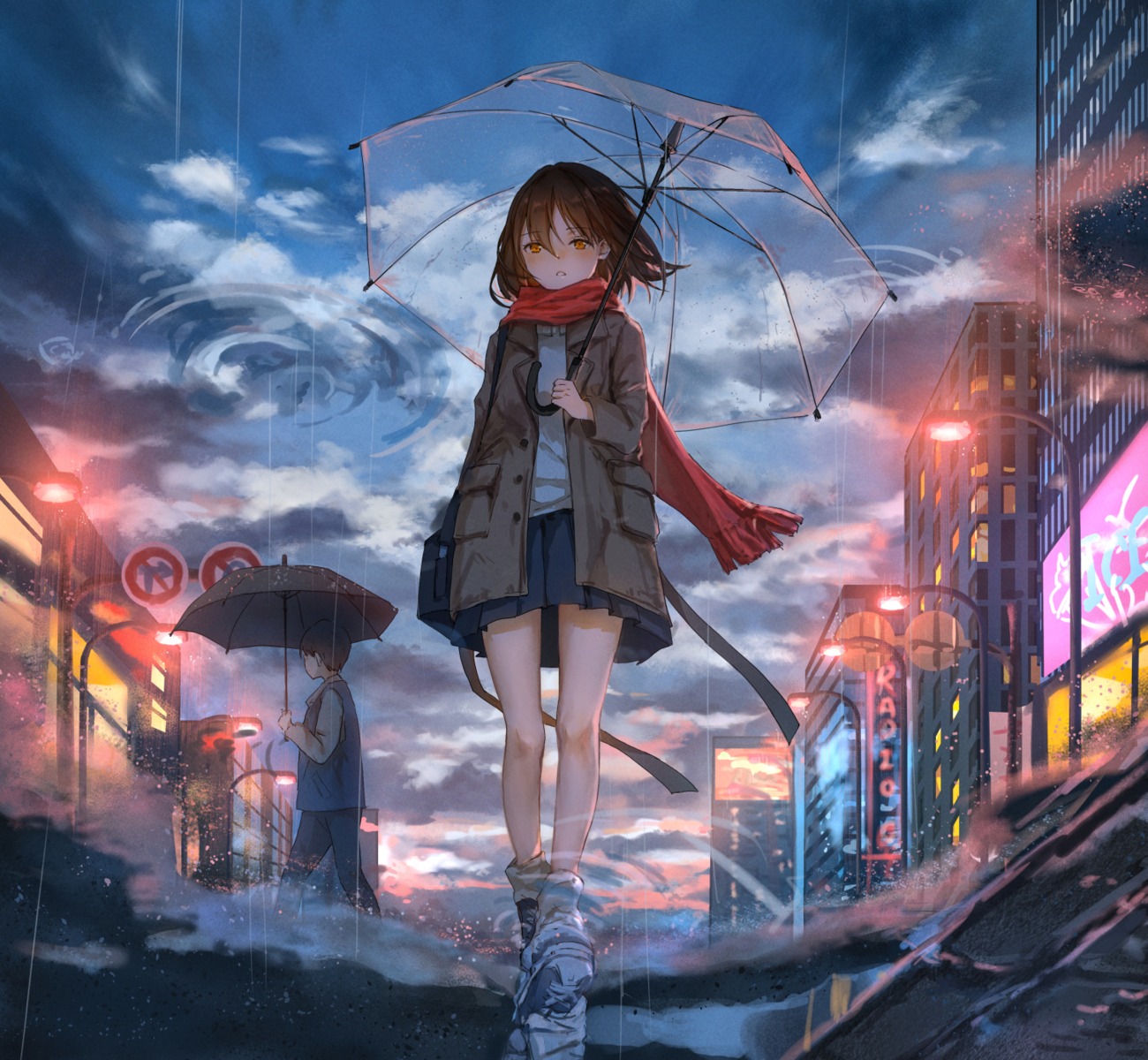 catzz, seifuku, sweater, umbrella