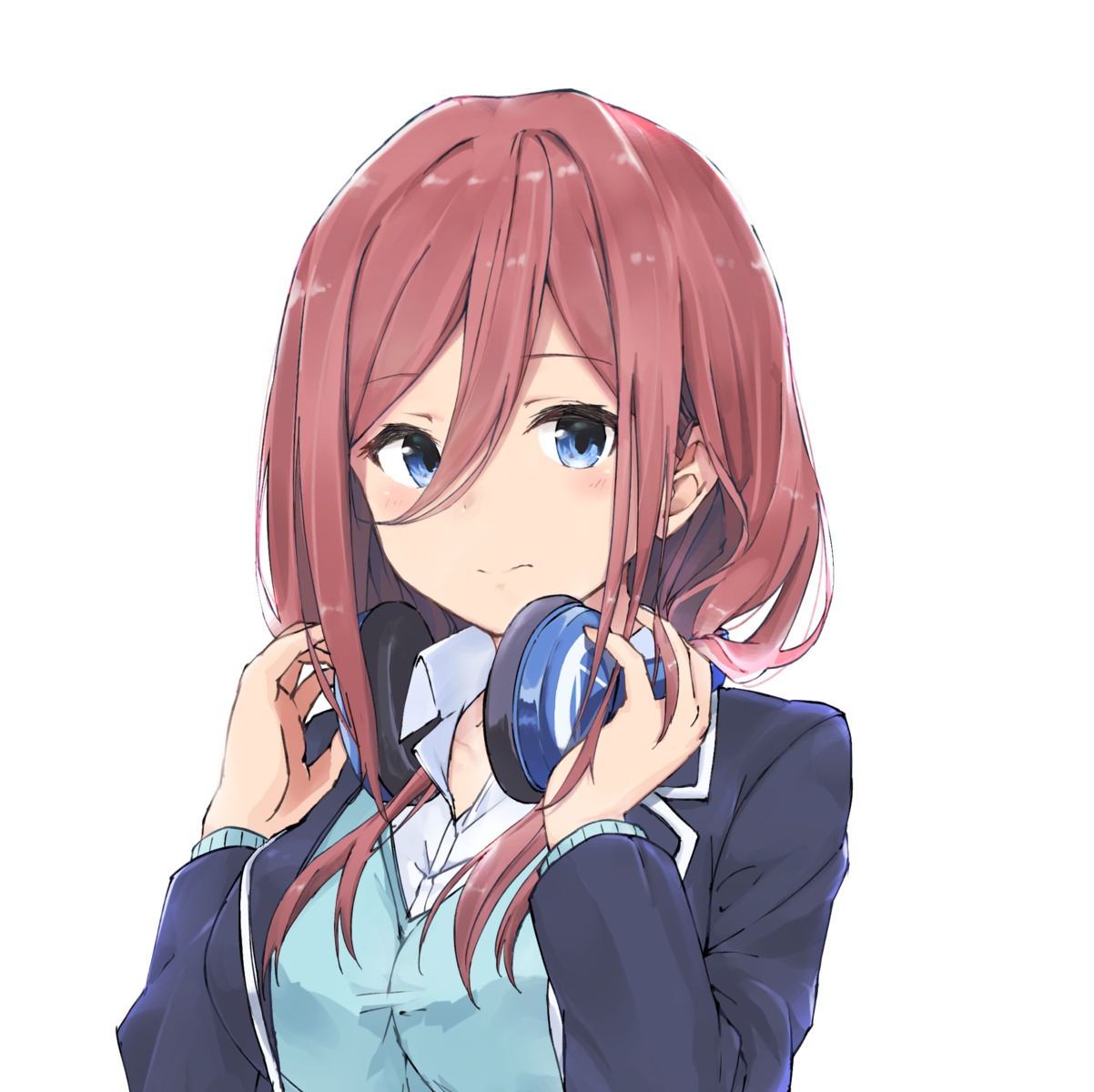 5-toubun_no_hanayome, headphones, nakano_miku, rauto, seifuku, sweater