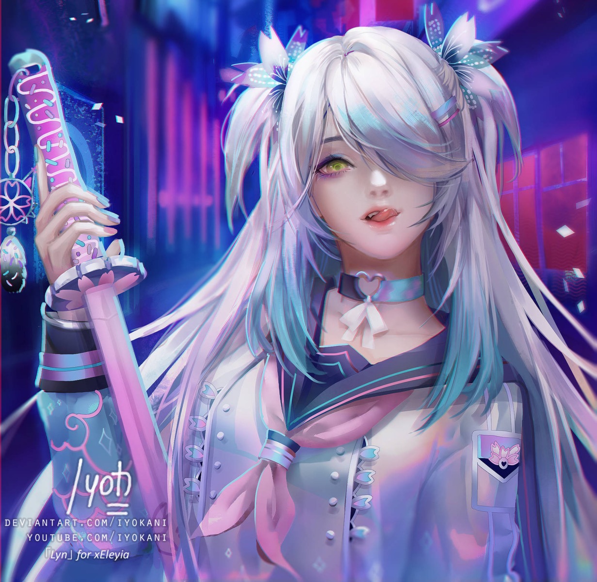 iyokani, seifuku, sword