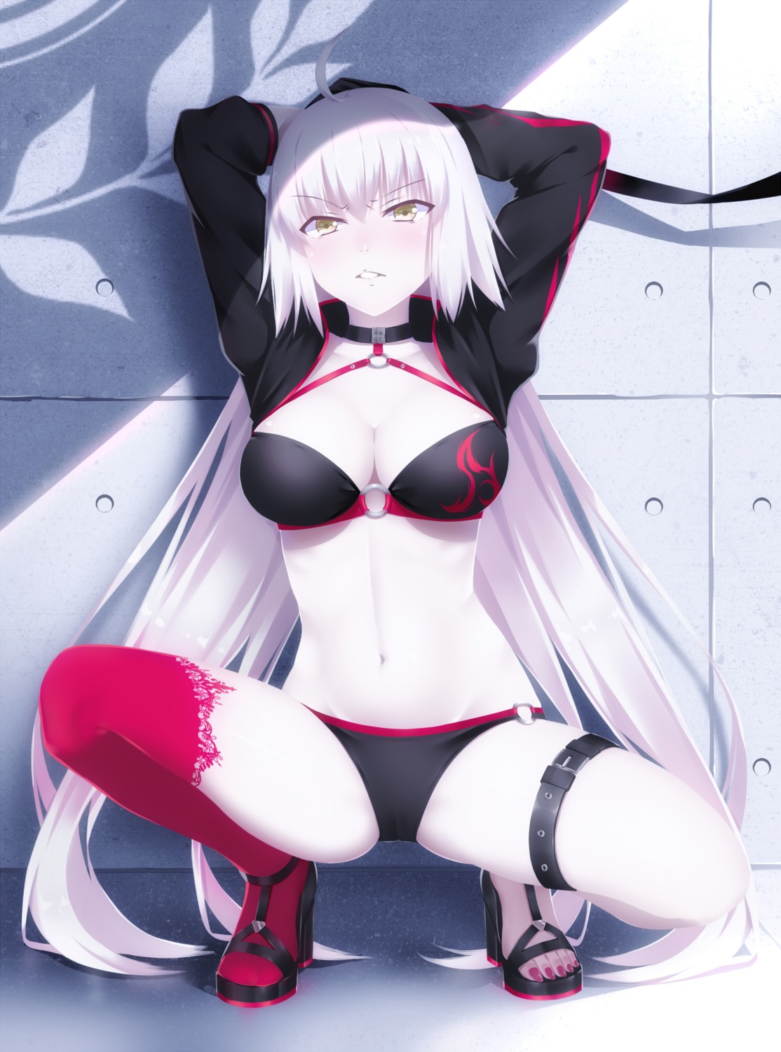 bikini, cleavage, fate/grand_order, garter, heels, jeanne_d'arc, jeanne_d'arc_alter_(fate), nestea, swimsuits, thighhighs