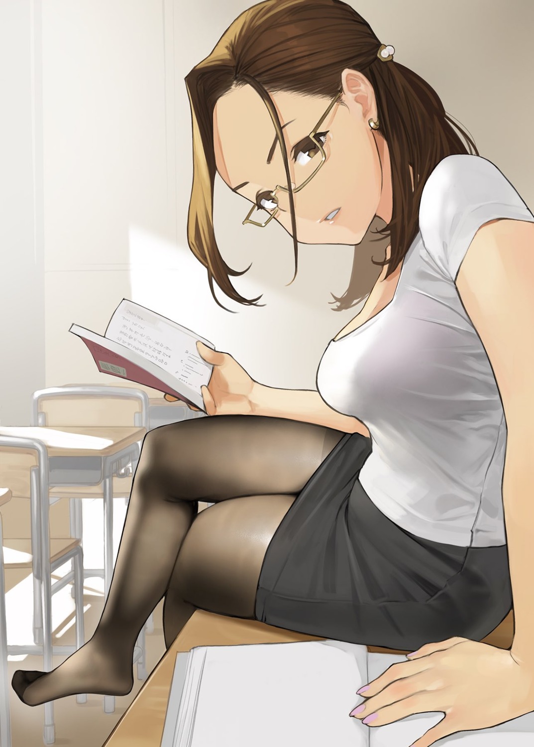 megane, miru_tights, okuzumi_yuiko, pantyhose, yom