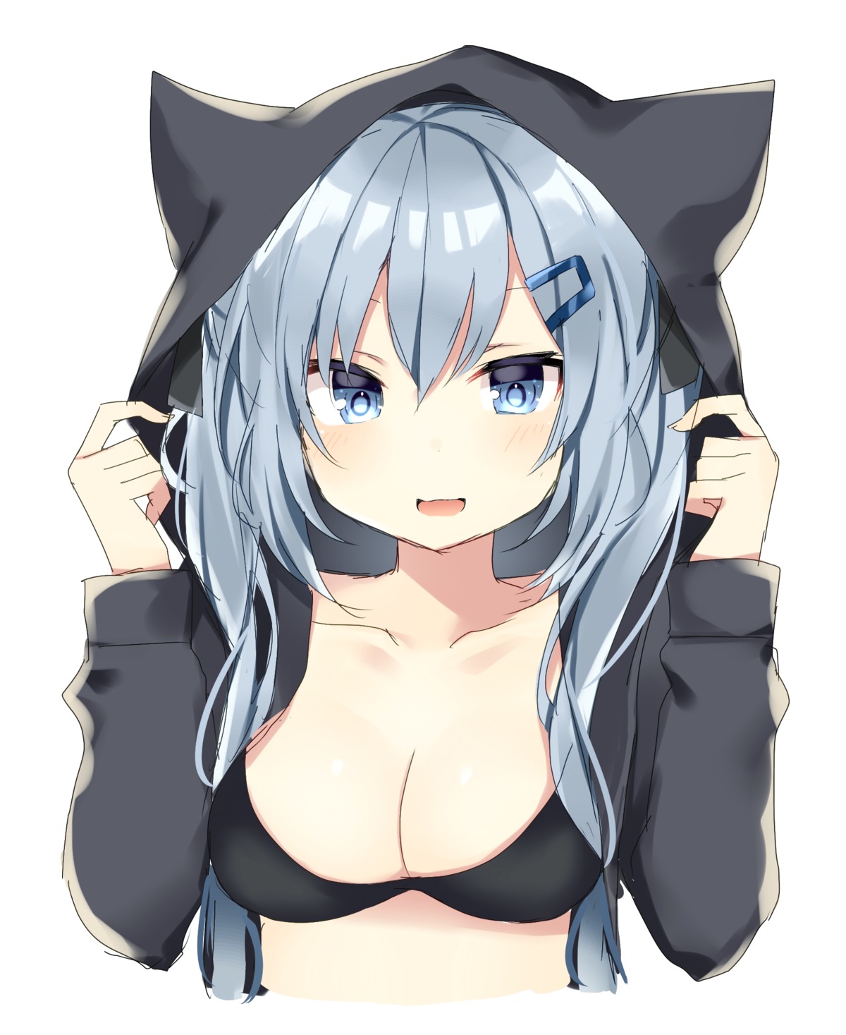 animal_ears, bikini_top, cleavage, komomo_(ptkrx), open_shirt, swimsuits