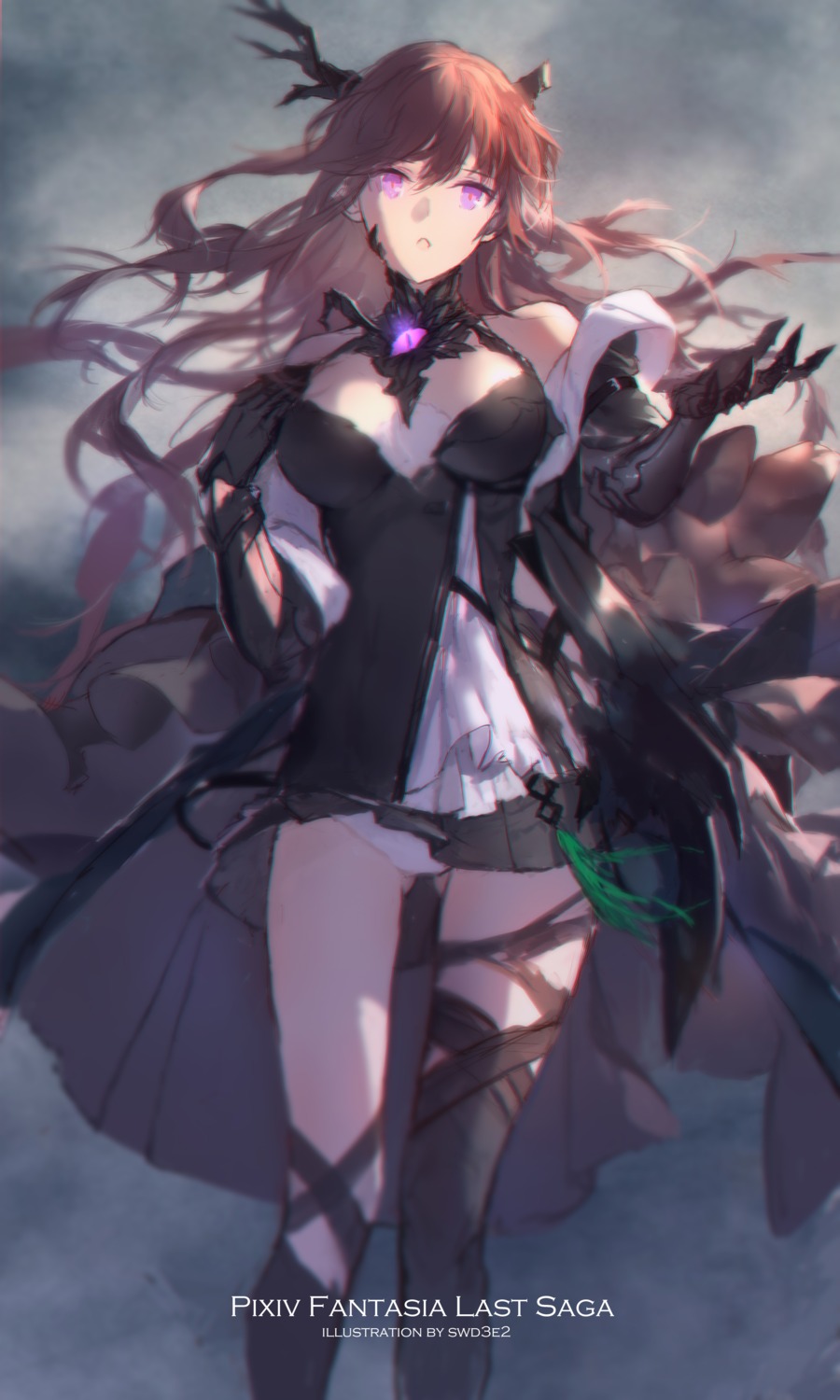 armor, cleavage, horns, pantsu, pixiv_fantasia, pixiv_fantasia_last_saga, swd3e2, thighhighs