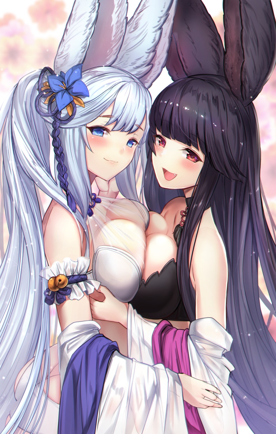animal_ears, cleavage, granblue_fantasy, see_through, socie_(granblue_fantasy), symmetrical_docking, untsue, yuel_(granblue_fantasy)