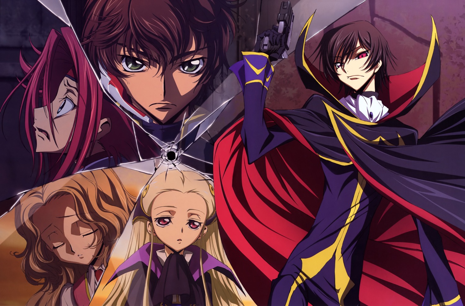 code_geass, kallen_stadtfeld, kururugi_suzaku, lelouch_lamperouge, nunnally_lamperouge, okayama_shinako, v.v.