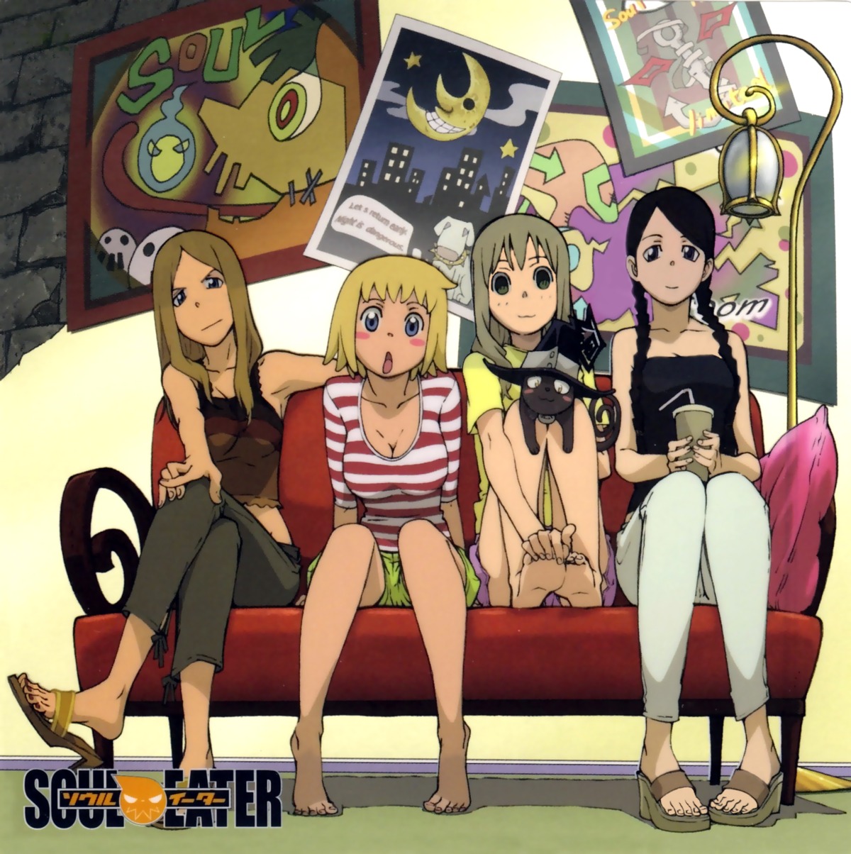 blair, cleavage, elizabeth_thompson, itou_yoshiyuki, maka_albarn, nakatsukasa_tsubaki, neko, patricia_thompson, soul_eater, witch