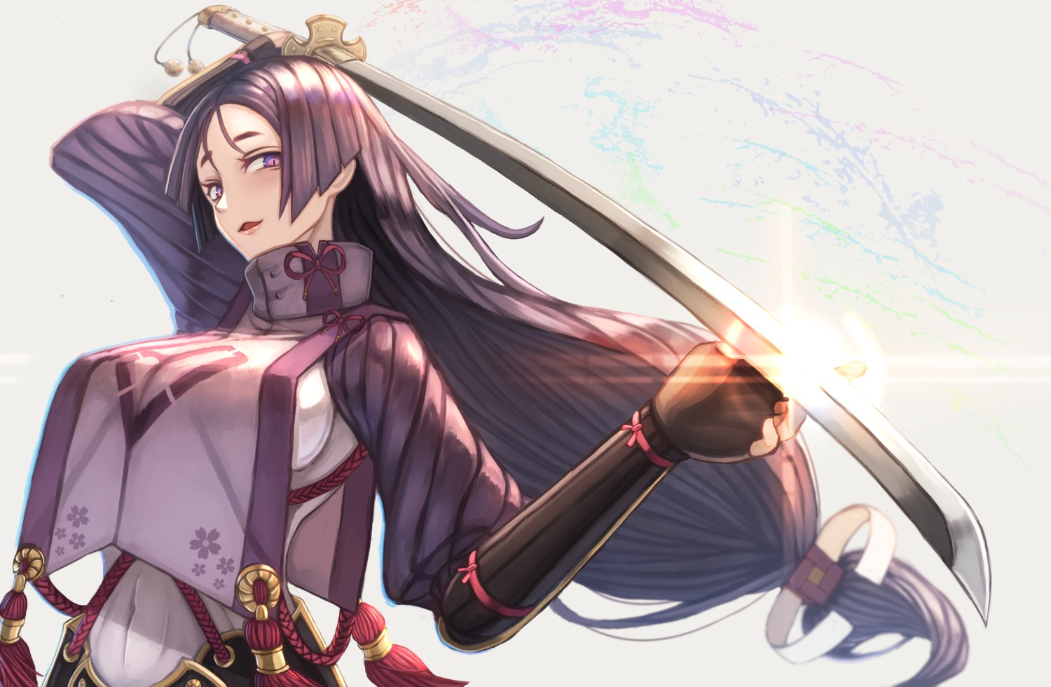 armor, fate/grand_order, minamoto_no_raikou_(fate), sword, tacch