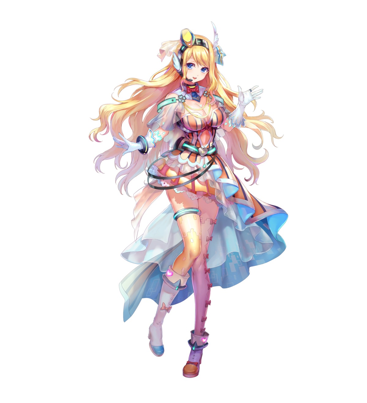cleavage, garter, headphones, heels, see_through, tagme, thighhighs, tokyo_necro