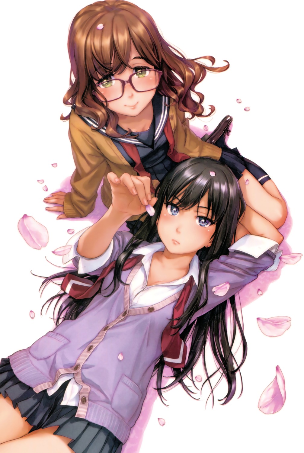 heels, megane, naruko_hanaharu, seifuku, sweater