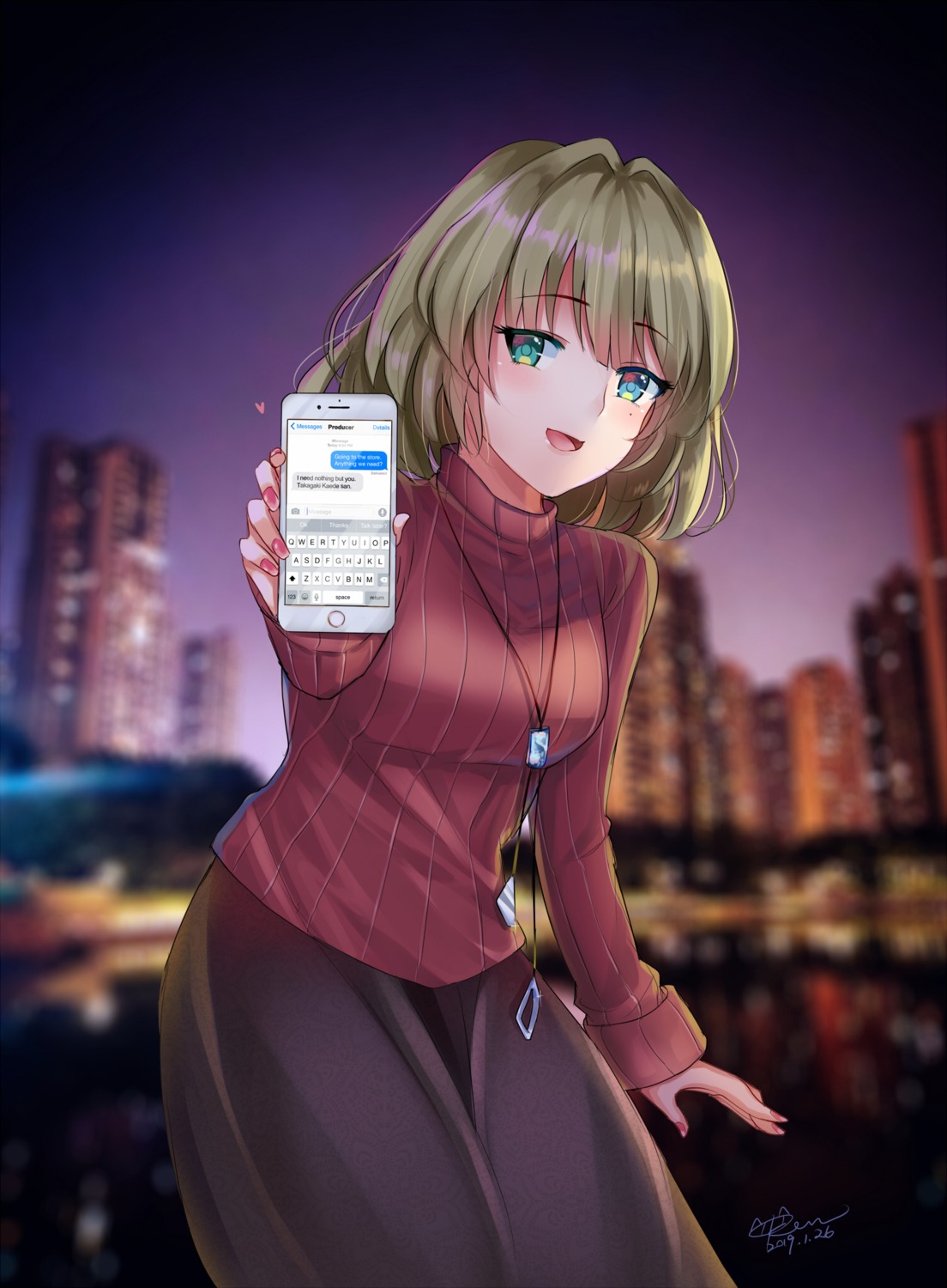 heterochromia, kevn, sweater, takagaki_kaede, the_idolm@ster, the_idolm@ster_cinderella_girls