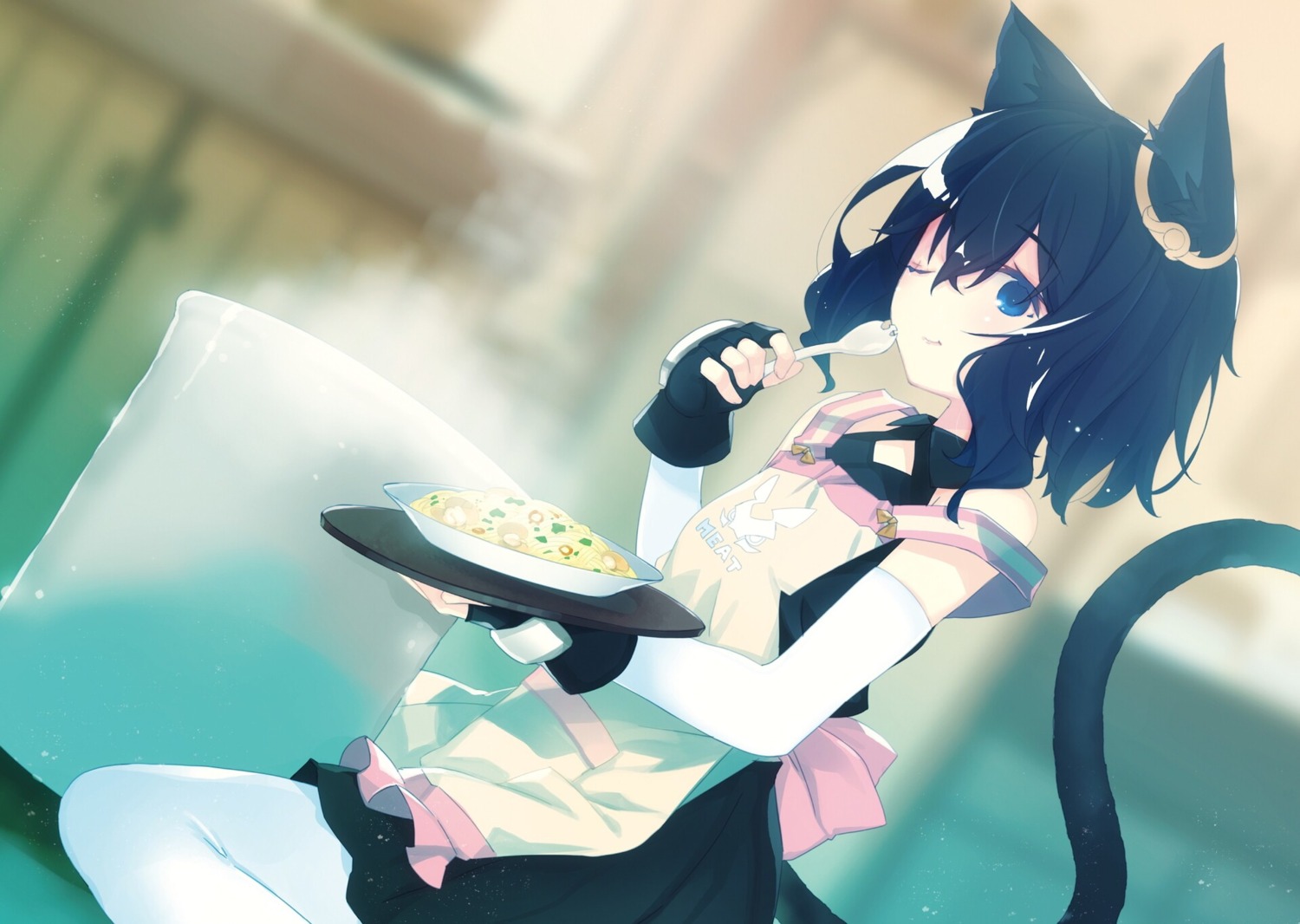 animal_ears, dress, fran_(tenken), nekomimi, pantyhose, ruroo, tail, tensei_shitara_ken_deshita