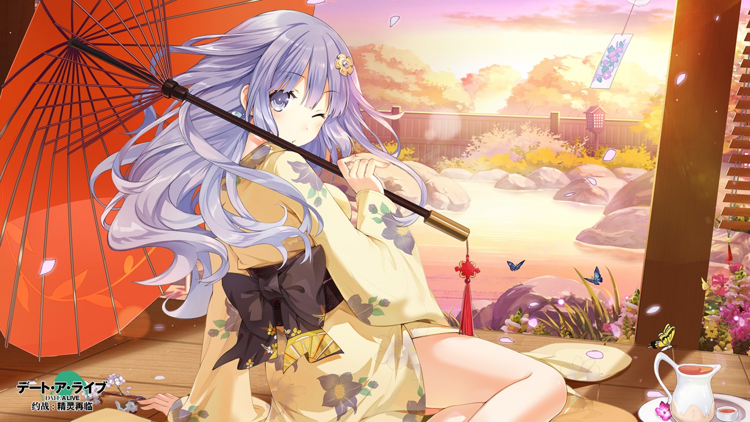 date_a_live, izayoi_miku, tagme, umbrella, wallpaper, yukata