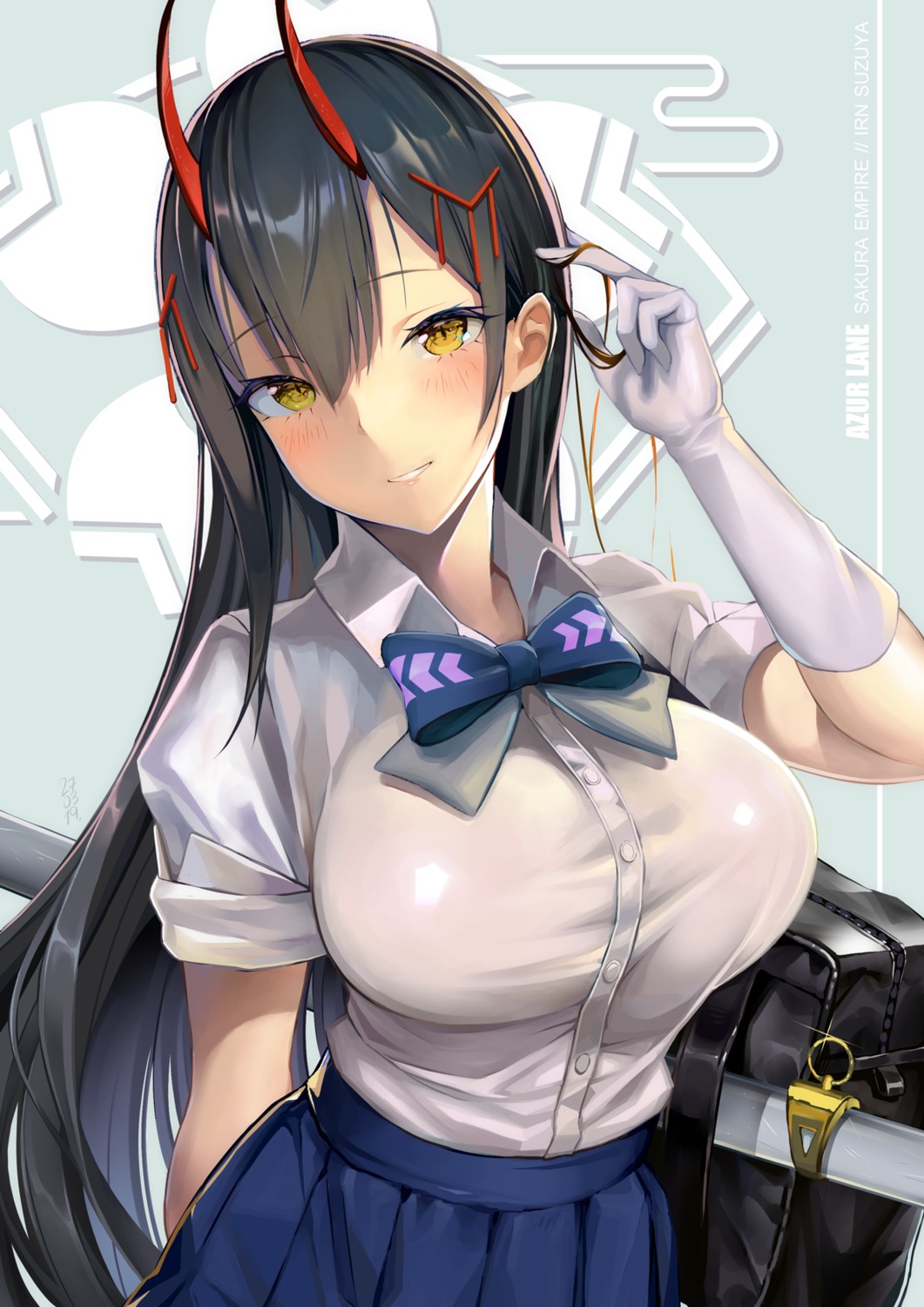 alcoholrang, azur_lane, horns, seifuku, suzuya_(azur_lane)