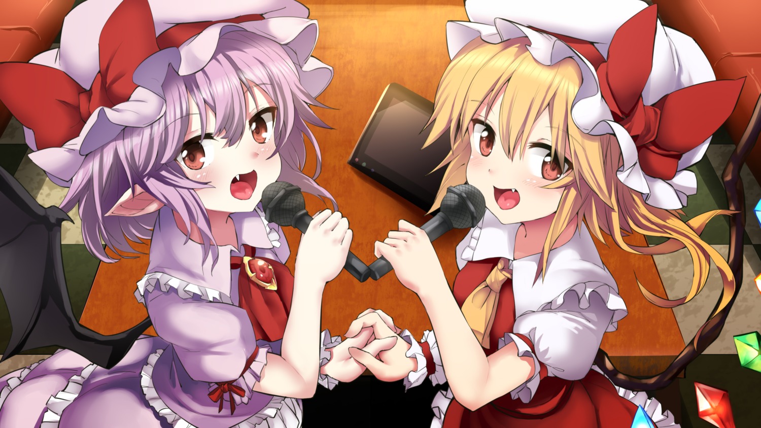 flandre_scarlet, noa_(nagareboshi), pointy_ears, remilia_scarlet, touhou, wings