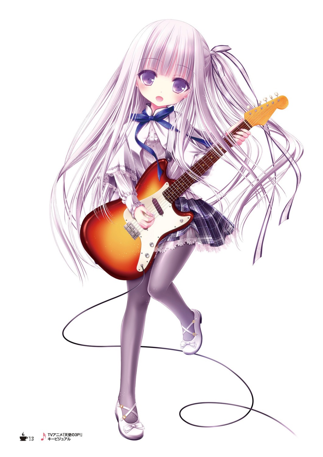 card, dress, goto_jun, guitar, heels, pantyhose, tenshi_no_three_piece!, tinkle
